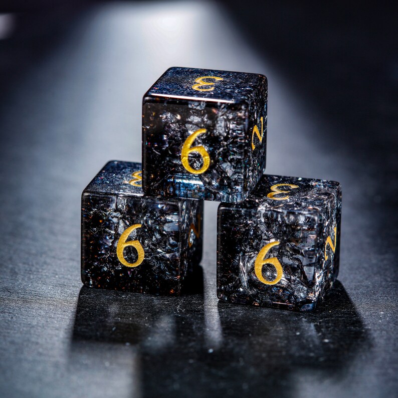 Black Lightning Glass Dice D6 Etsy