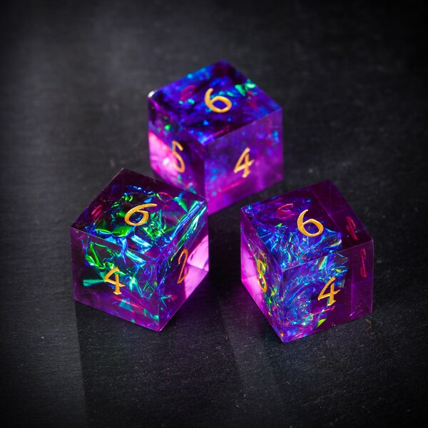 Purple Glitter Galaxy Dice D6