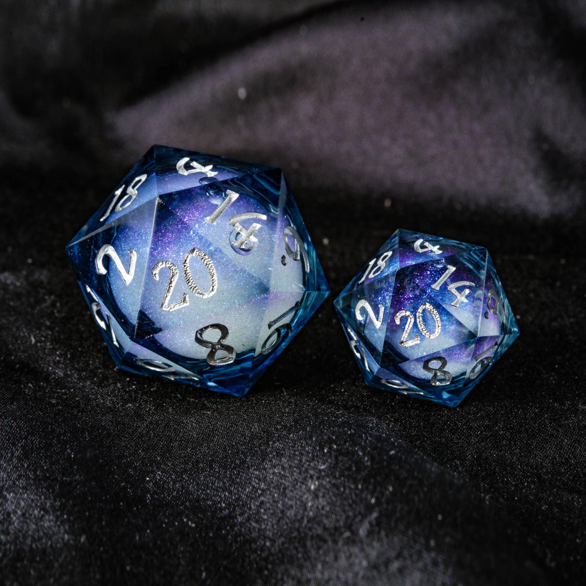 Dark Blue Liquid Core Resin Dice Set Etsy Canada