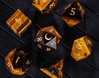 Tiger' Eye Gemstone Moon Dice Set