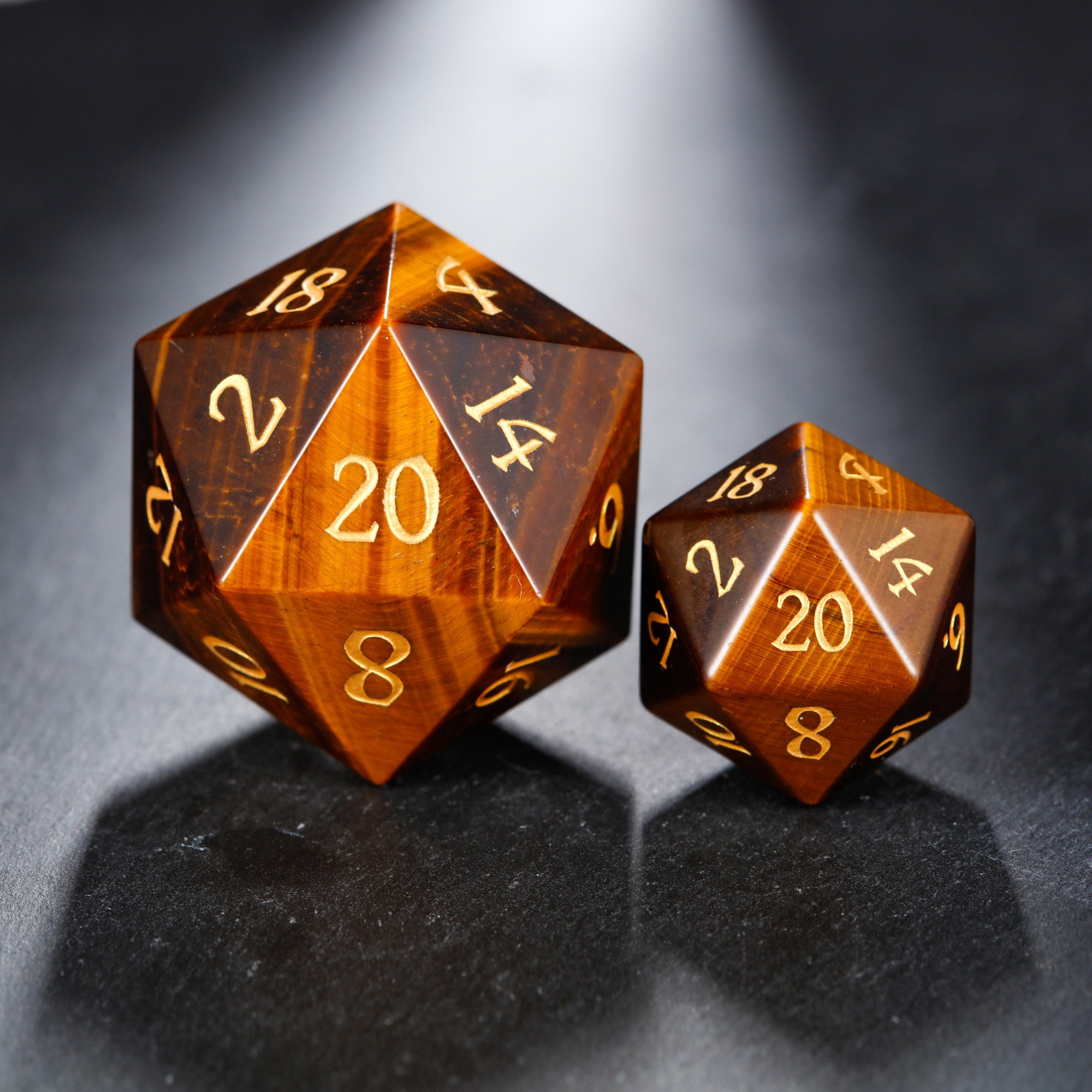 Tiger's Eye Gemstone Dnd Dice Set All Number Dice Etsy Australia