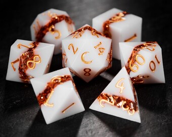 Orange Tinsel Moon Dice Set