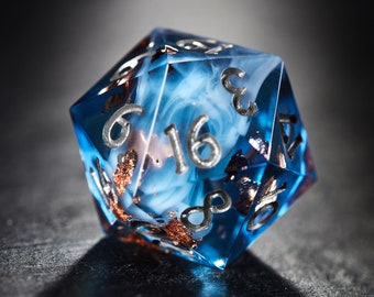 Blue Gold Foil Dice Set