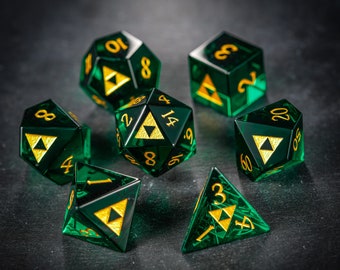 Green Glass All Zelda Dice Set