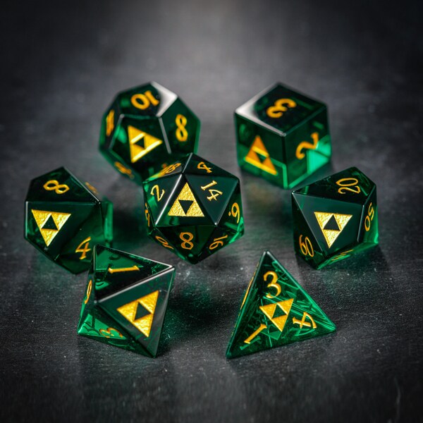 Green Glass All Zelda Dice Set