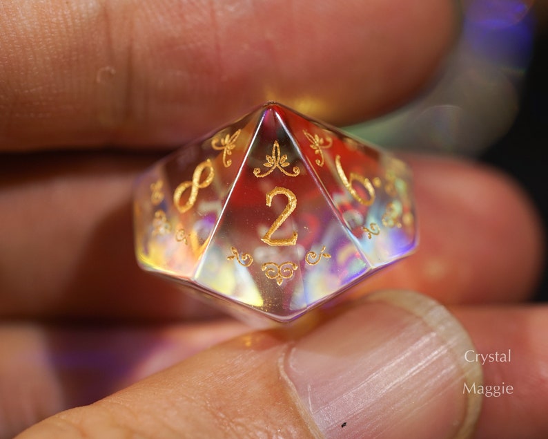 Fantastic Glass Gemstone DnD Dice Set Engrave Font A Gold Ink Etsy