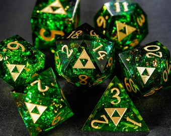 Dark Green Glitter Resin All Triforce Dice Set