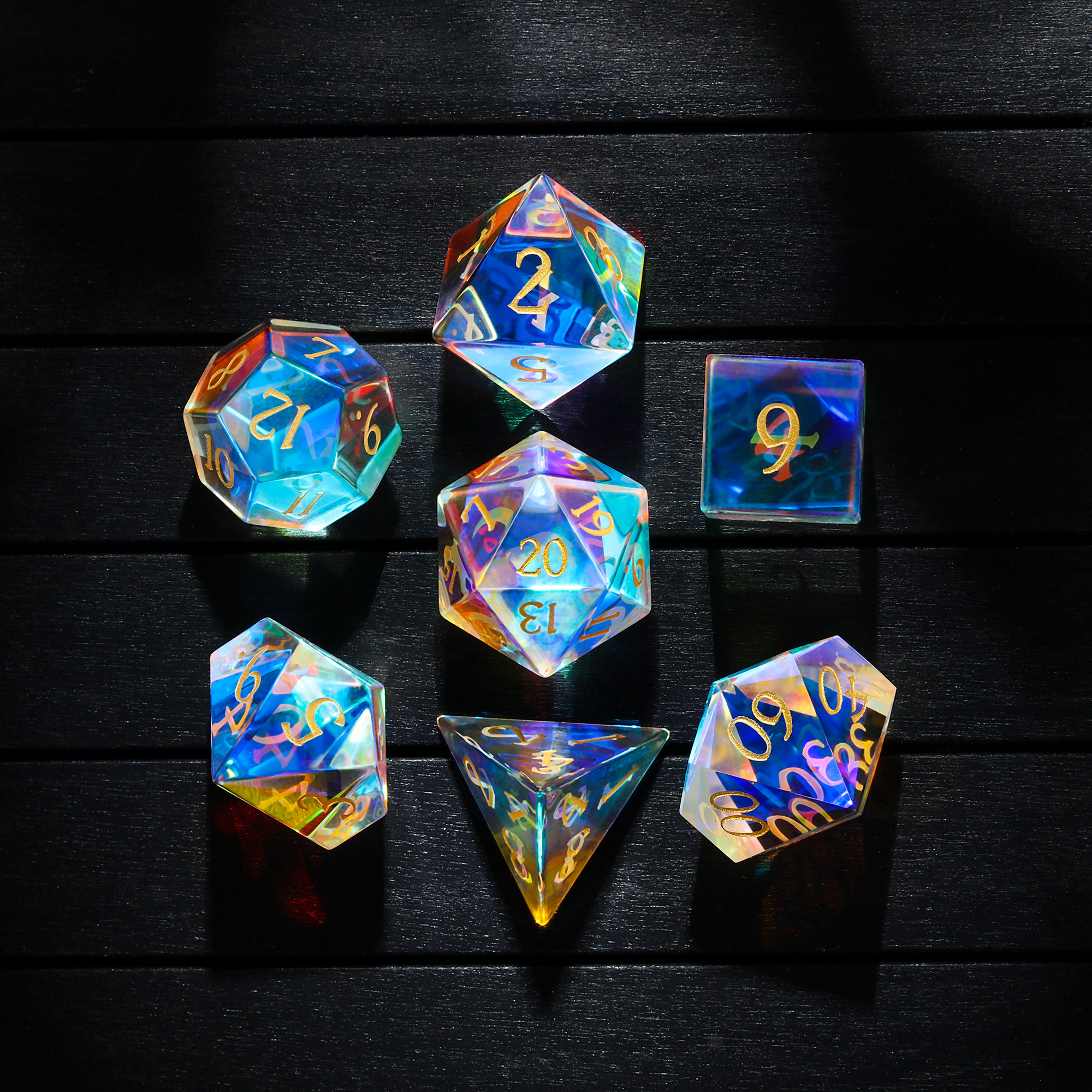 Fantastic Glass Gemstone DnD Dice with Engraved Font A in Gold Etsy