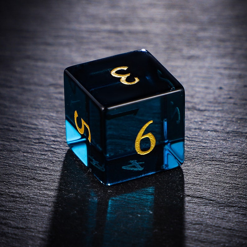 Dark Blue Glass Dice D6 image 2