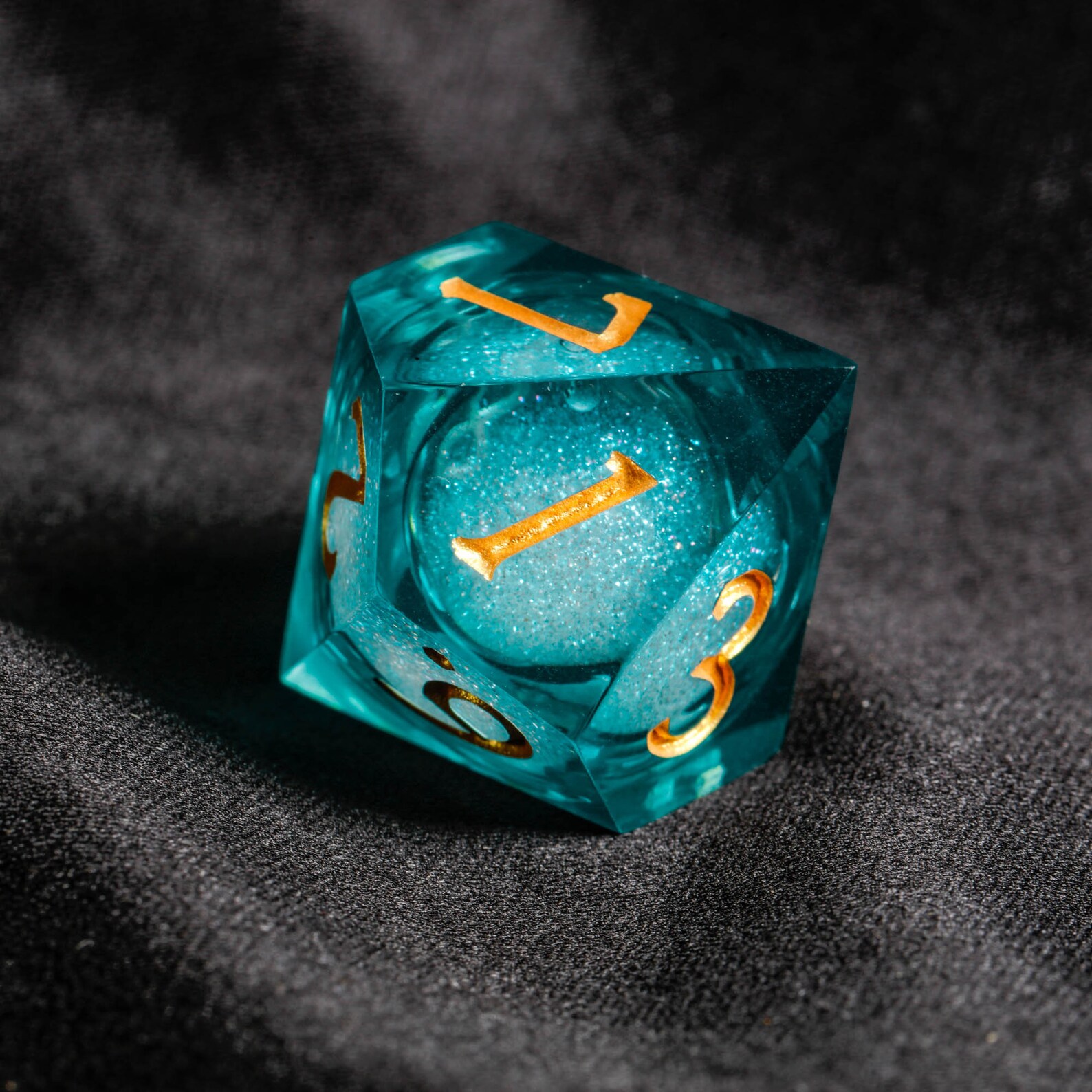 Dark Teal Blue Liquid Core Resin Dnd D&D Dice Set Etsy