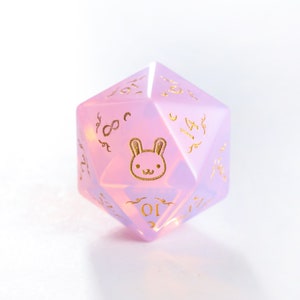 Pink Opalite Gemstone Antler Moon Motif Bunny F*ck Dice Set