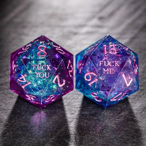 Purple Blue Glitter F Word Dice Set