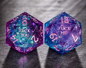 Purple Blue Glitter F Word Dice Set