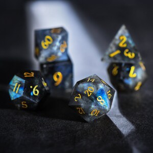 Labradorite Gemstone Dice Set image 6