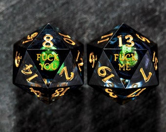 Floating Green Pupil Dragon's Eye Liquid Core F Word Dice Set