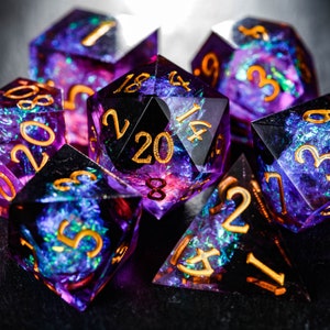 Purple Glitter Galaxy Dice Set