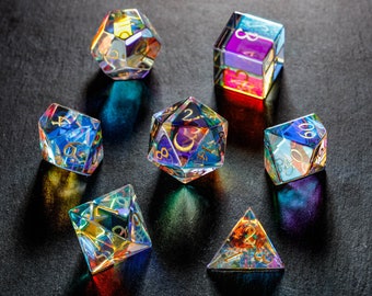 Fantastic Glass Moon DnD D&D Dice Set