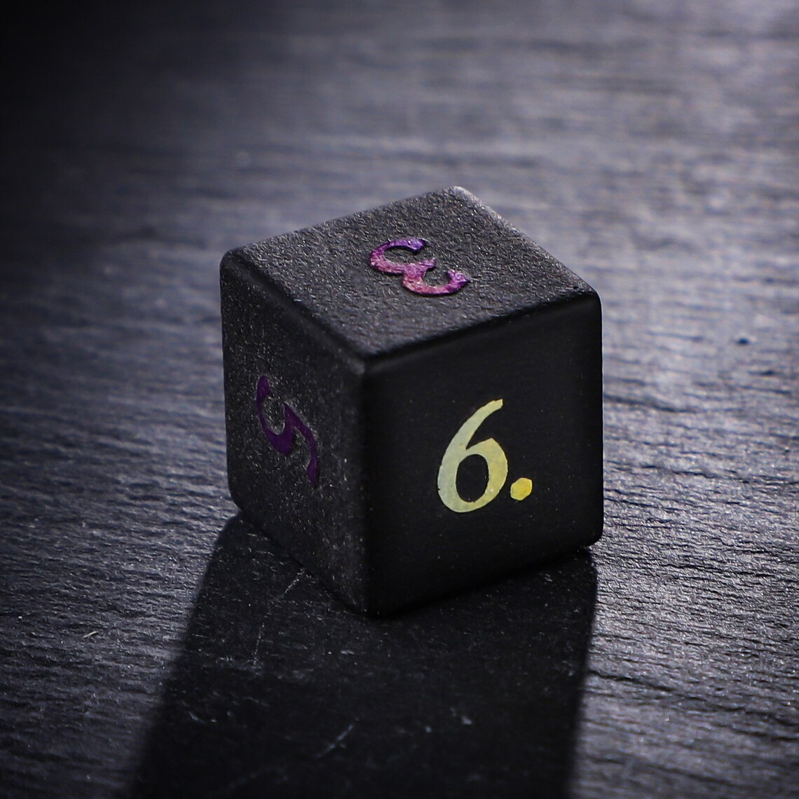 Raised Holographic Obsidian Gemstone Dnd Dice Set Moon Dice Etsy