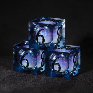 Dark Blue Liquid Core Galaxy Dice D6