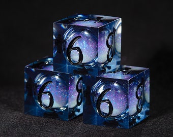 Dark Blue Liquid Core Galaxy Dice D6