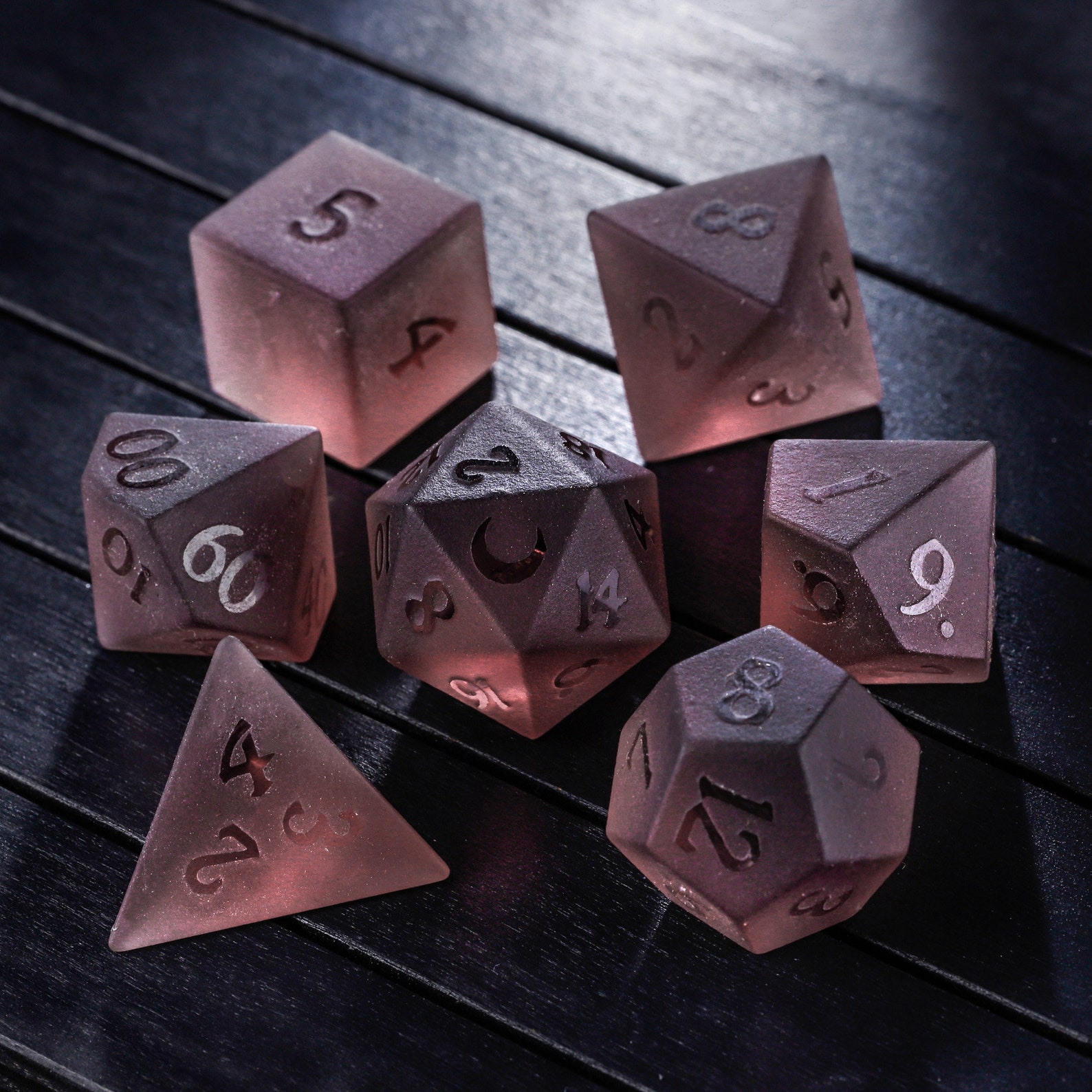 Raised Purple Glass DnD Dice Set Moon Dice Etsy