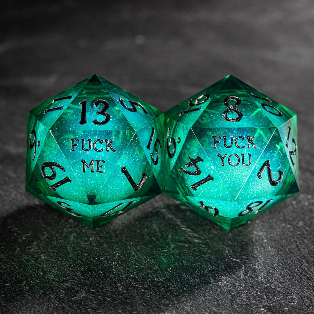 Green Liquid Core Resin Galaxy Dice F Word Dice Set Etsy