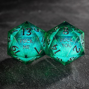 Green Liquid Core Galaxy Dice F Word Dice Set zdjęcie 1