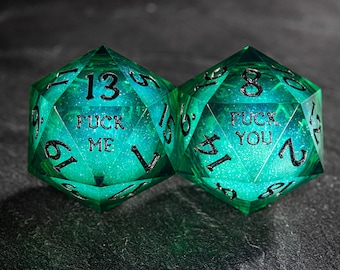 Green Liquid Core Galaxy Dice F Word Dice Set