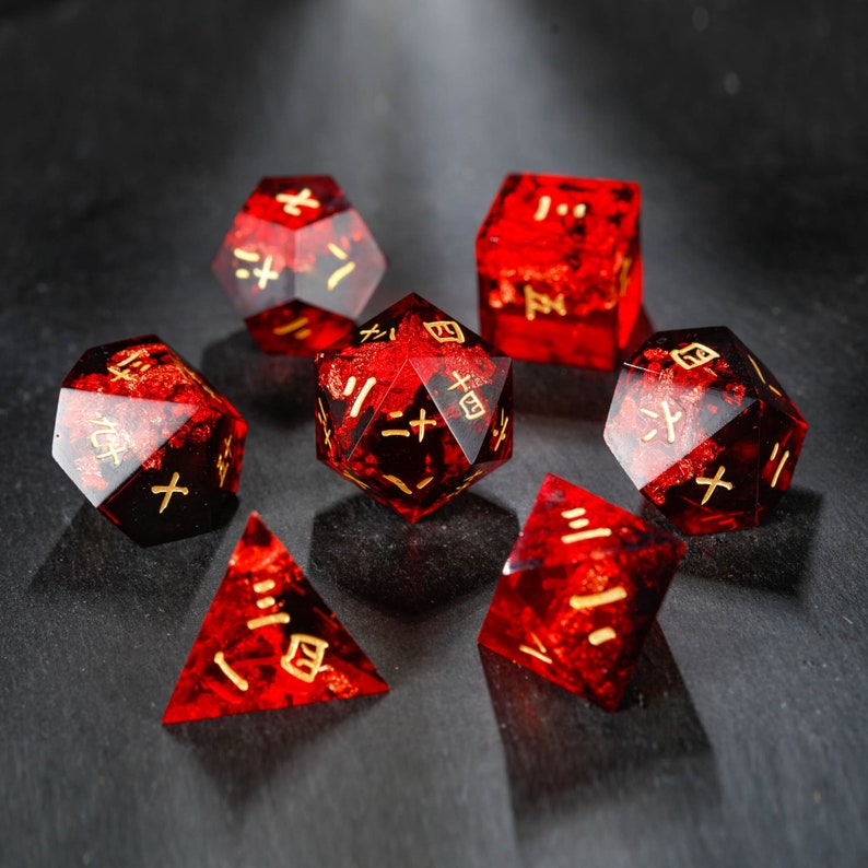 Black Red Kanji Dice Set image 4