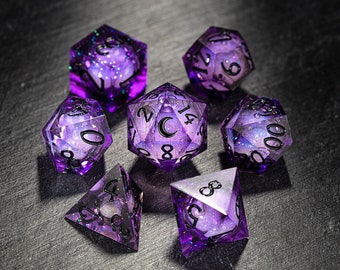 Purple Liquid Core Galaxy Dice Moon Dice Set