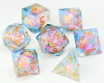 Astrology Pink Liquid Core Moon Dice Set