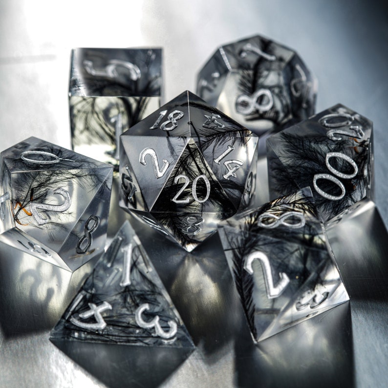 Black Feather Dice Set image 3