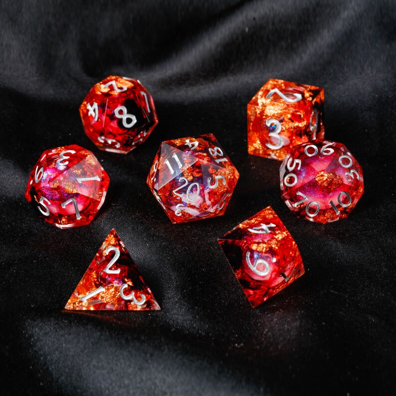 Red Smoky Black Liquid Core Resin Dnd D&D Dice Set Etsy Canada