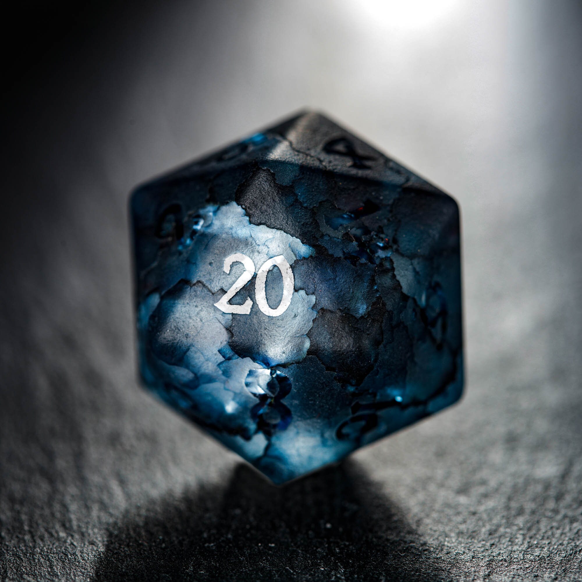 Raised Dark Blue Lightning Glass Cracked Glass Dnd Dice Set Etsy Canada