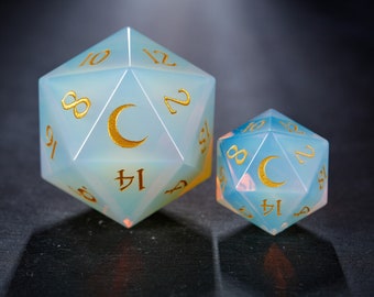 Opalite Gemstone Moon Dice Chonk D20