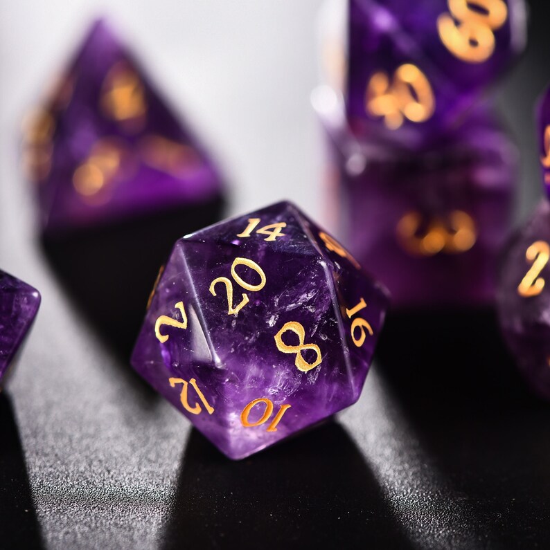 Amethyst Gemstone Dice Set image 3