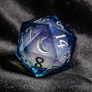 Dark Blue Liquid Core Resin Galaxy Dice Moon Dice Set