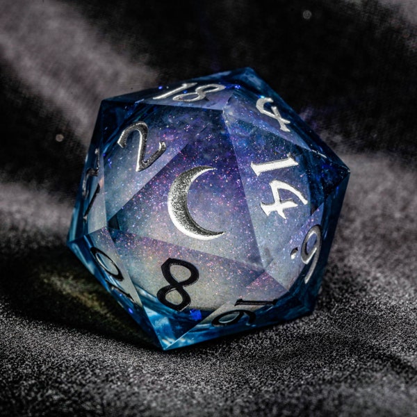 Dark Blue Liquid Core Galaxy Dice Moon Dice Set