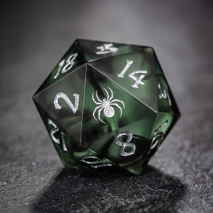 Smoky Dark Olive Spider Dice Set