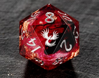 Red Glitter Liquid Core Phoenix Dice Set