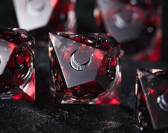 Blood Red Liquid Core Moon Vampire Dice D10