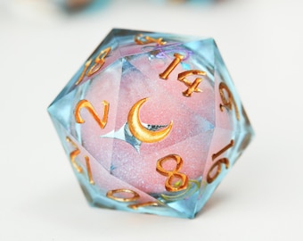 Astrology Pink Liquid Core Moon Dice Set