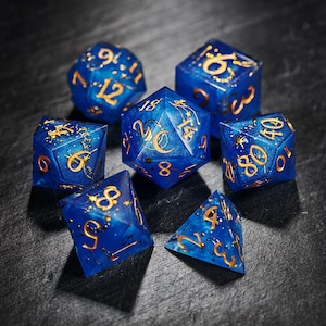 Set di dadi lunari per astrologia blu zaffiro