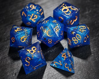 Sapphire Blue Astrology Moon Dice Set