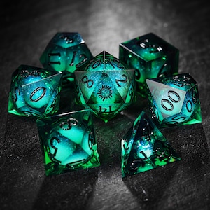 Green Liquid Core Galaxy Dice Supernatural Anti-possession Dice Set image 2