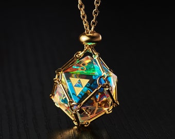 Collier Zelda Dice D20 en verre fantastique