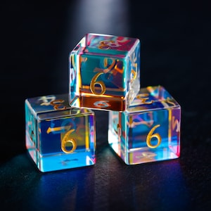Fantastisches Glaswürfel-Set D6 x 3
