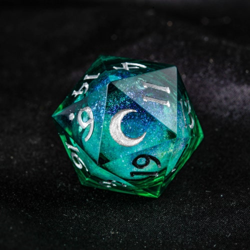 Dark Blue Liquid Core Resin Moon Dnd D&D Dice Set Etsy Canada