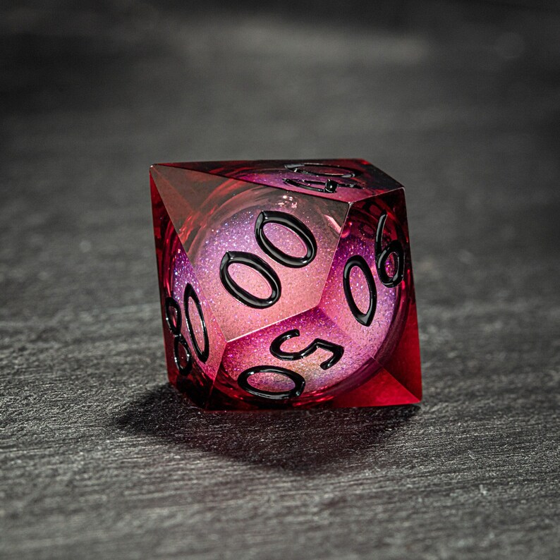 Dark Red Liquid Core Dice Moon Dice Set image 5