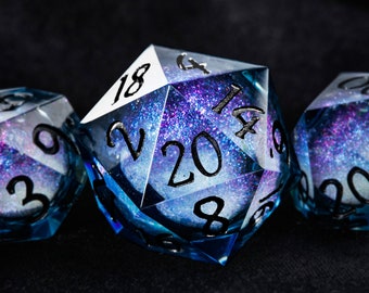 Dark Blue Liquid Core Galaxy Dice Set